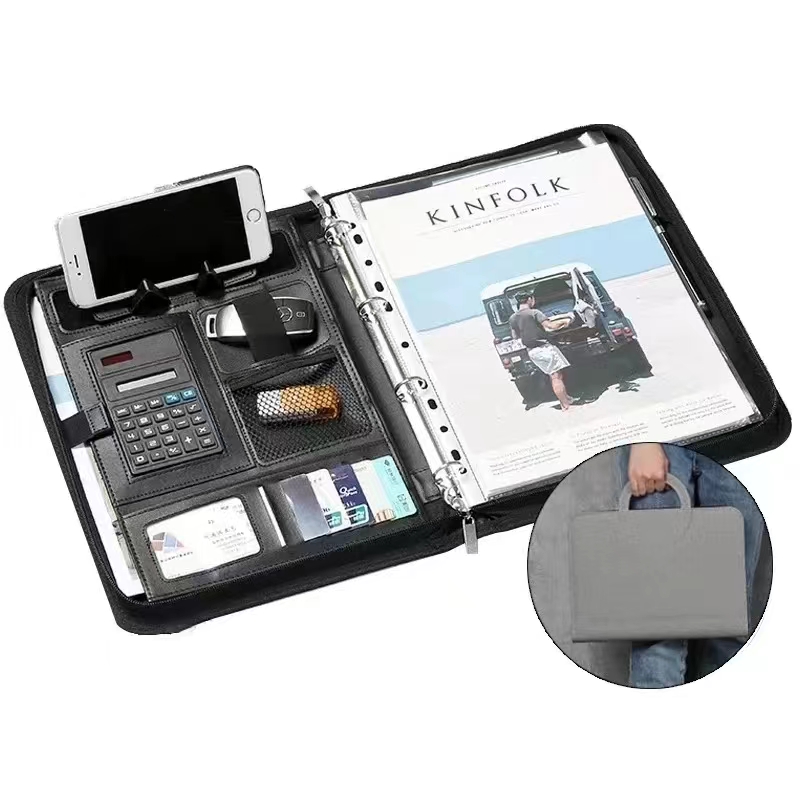Binder A4 Lever - ПУ кожа А4 молния калькулятор переплет
