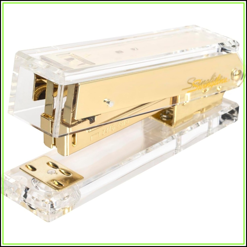 Stapler Half Strip - Компактный прозрачный акриловый золотистый степлер, вместимость