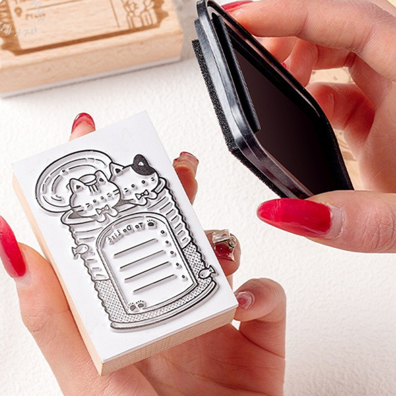 Деревянный штамп с милым котом – обзор и цена Rubber Date Stamp